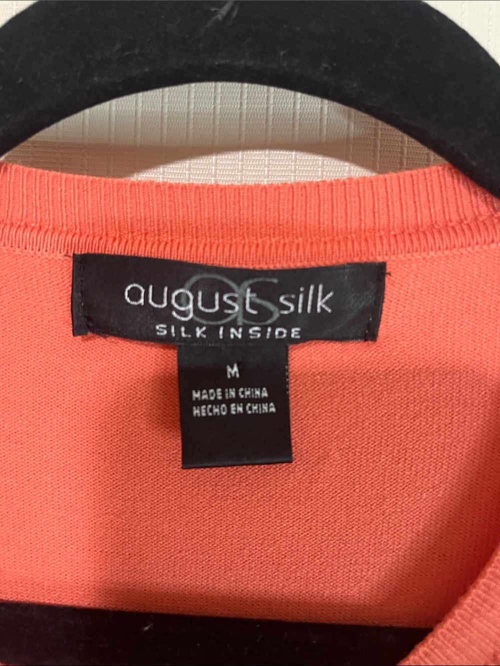 August Silk, Silk Blend Coral Button-Front Crewneck Sweater Cardigan SZ Medium - Picture 7 of 9